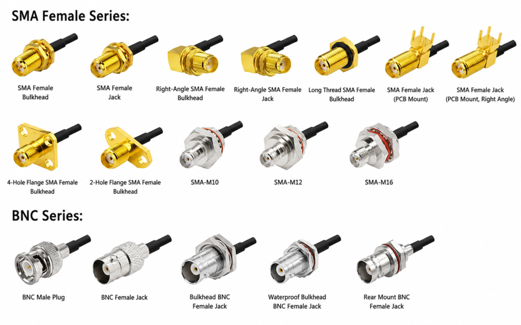 ACC-CON-SMA-F-4FL rf connector with 4-hole Flange SMA Female (center hole) interface
